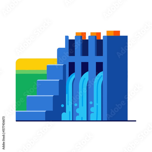 Hydroelectric Dam Flat Vector Icon