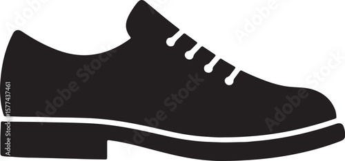 Classic black oxford shoe side view in a simple and modern minimalist style