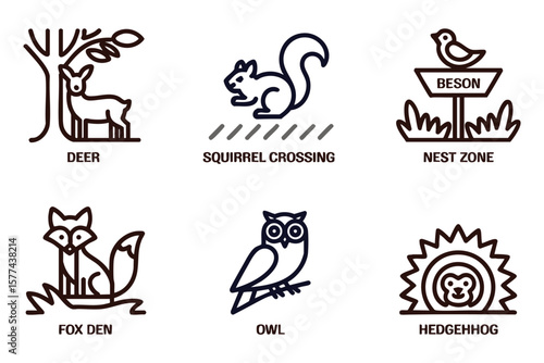 Pixel Art Wildlife Icons: Deer, Squirrel, Owl, Fox, and More