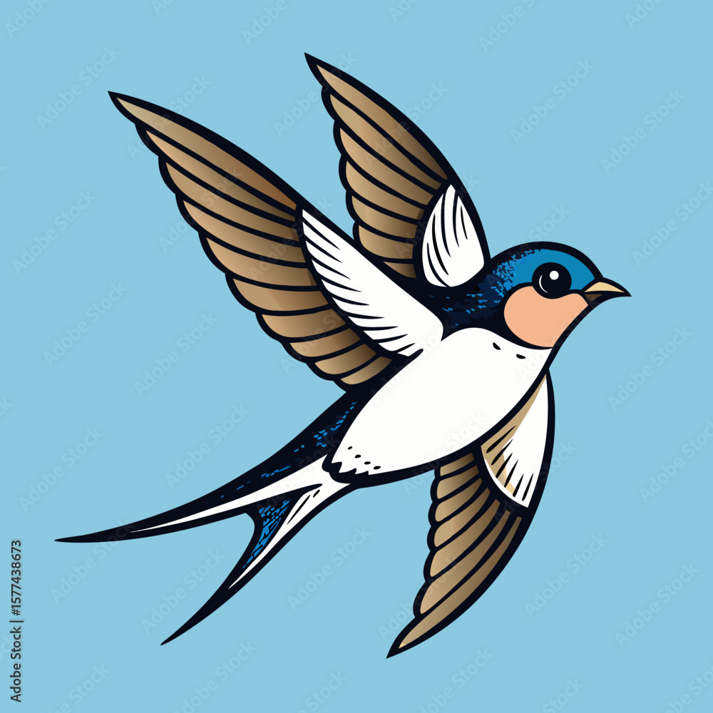Obraz premium Flying Swallow Bird Vector Illustration