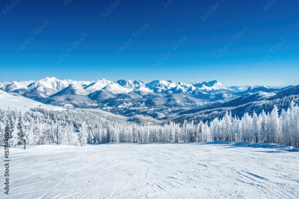 Obraz premium Panoramic view of snowy mountain range