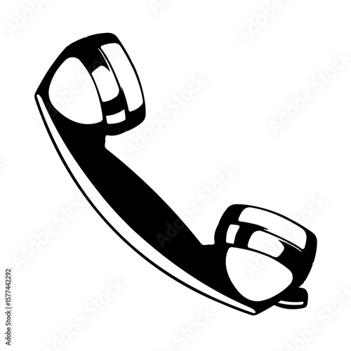 Black icon of a classic telephone handset with clean lines and no background. Suitable for communication and retro design themes.