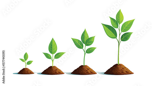 Green Plants Growing in Soil Mounds