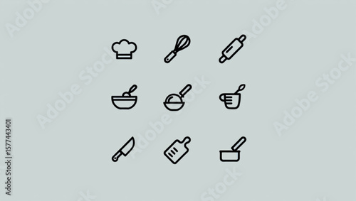 Simple white outline icon of crossed knife and fork on a deep teal background