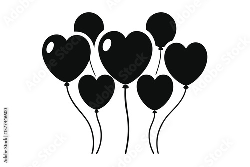 Red heart-shaped balloons symbolize love and happiness for Valentine's Day celebrations