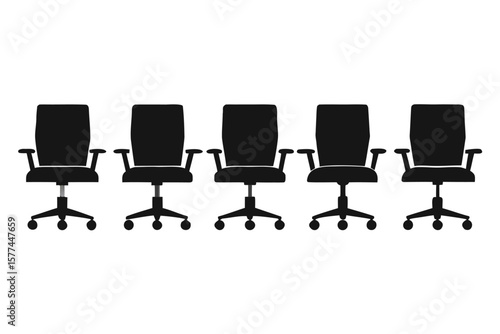 Set of contemporary office chair icons featuring comfortable leather executive seating and modern office furniture designs