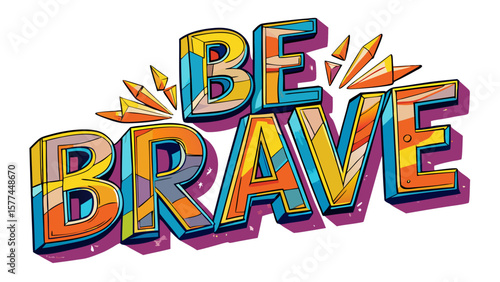 A vibrant red T-shirt carries the message "Be Brave" in striking black letters. Front and back views showcase courage and strength, making this design ideal for inspirational vector art.