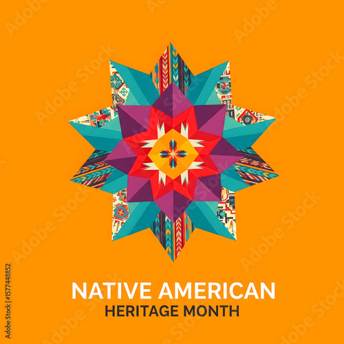 Native american heritage month celebration with geometric design