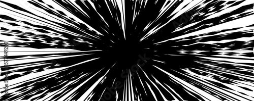 Explosion Speed Lines Background With Comic Style Motion Burst Effect In Black And White, Ideal For Manga, Anime, Action Scene, Pop Art Poster, Dynamic Design Or Comic Panel. Vector Illustration.