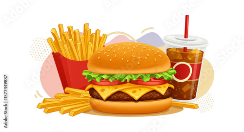 hamburger and fries