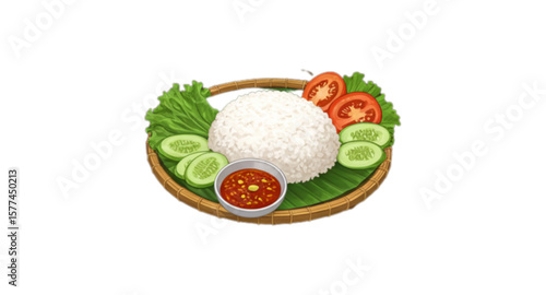 A portion of rice and vegetables 
