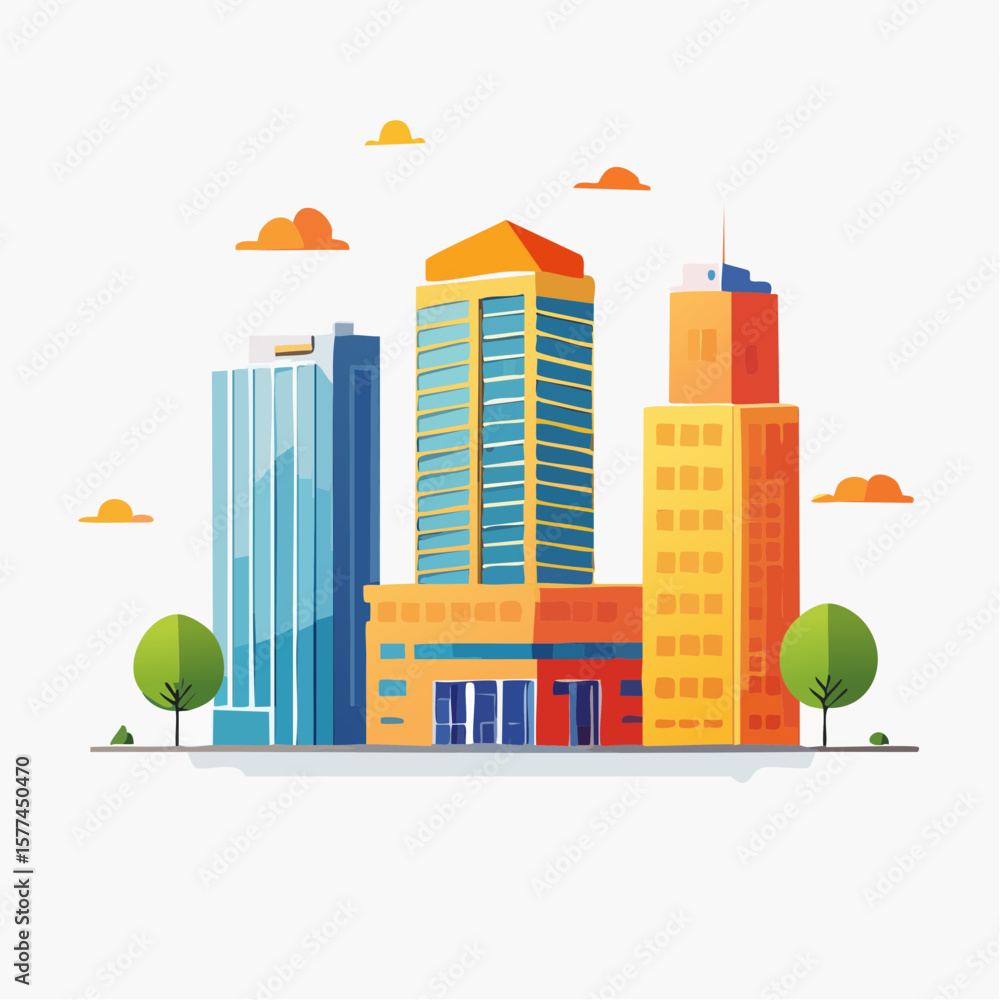 Obraz premium modern buildings in simple and clean geometric forms and vibrant colors