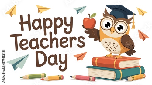 Adorable Owl Celebrates Happy Teacher Appreciation Day