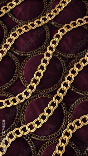 Golden Chains on Regal Velvet Background