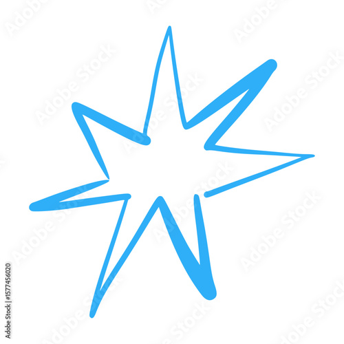 Hand-drawn star icons with crayon texture. Playful sketch elements, brush strokes and scribble patterns. Flat vector illustration isolated on white background.
