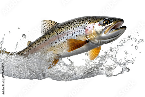 Wallpaper Mural Fish rainbow trout jumping out of water isolated on white background Torontodigital.ca