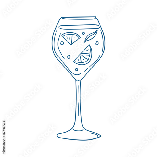 Refreshing cocktail served in a stylish glass with lemon wedges and ice on a warm summer afternoon