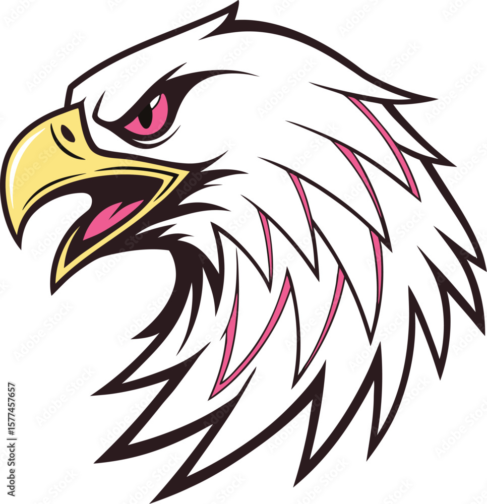 Obraz premium Vector illustration of a majestic American eagle head, a powerful symbol of freedom and wild nature, perfect for tattoos or mascots