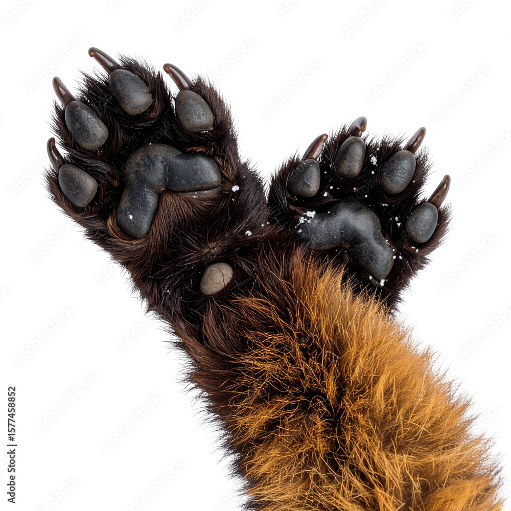 Fototapeta premium Close up animal paws on dark background