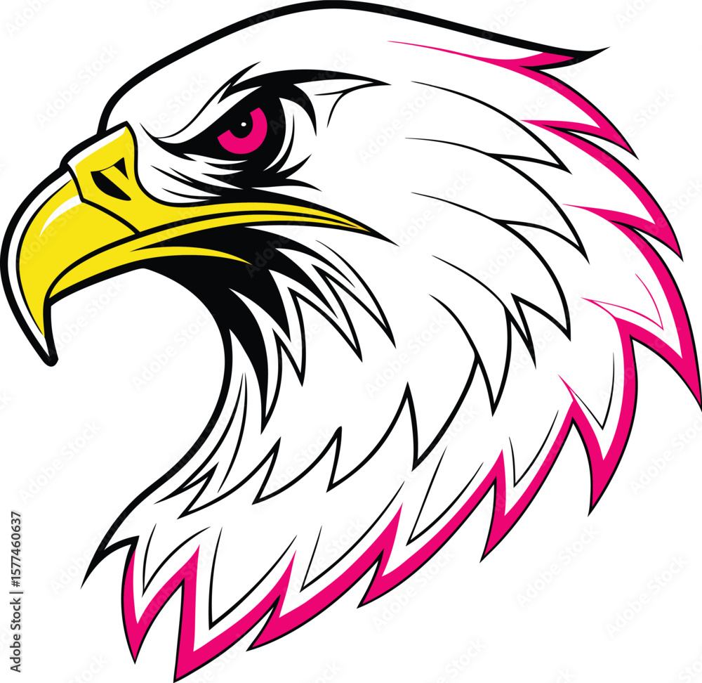 Obraz premium Vector cartoon illustration of a bald eagle head, a wild bird mascot symbol with a fierce beak and detailed feathers, perfect for logos or tattoos
