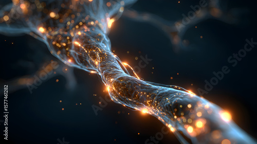 X Ray style 3D rendering of Vagus Nerve Stimulation with glowing nerve fibers - 3D illustration