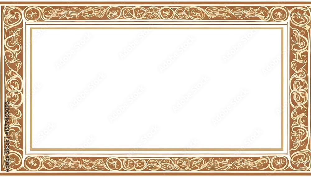 Obraz premium Ornate rectangular frame with detailed floral and scrollwork design, empty center.