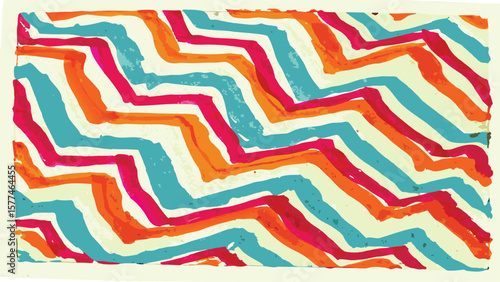 Abstract colorful zigzag pattern with orange pink and blue creating a vibrant visual rhythm design