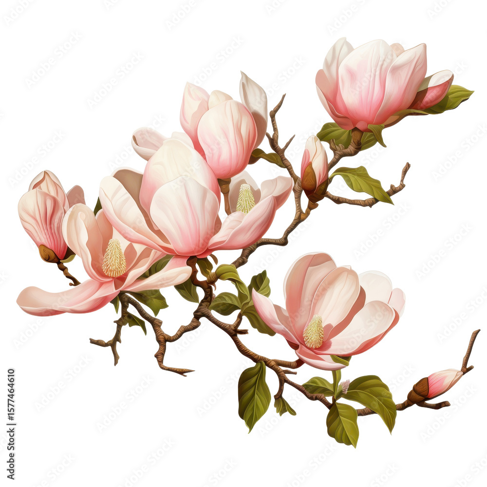 Magnolias with Branches isolated on transparent background. Magnolias with Branches isolated on transparent background.