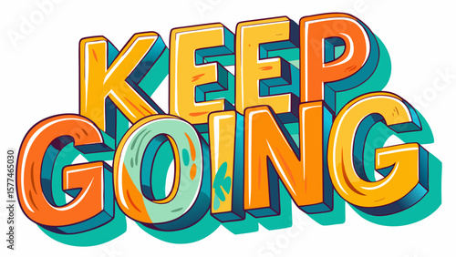 On a calming blue T-shirt, the phrase "Keep Going" flows gently across the chest. Clean lines and soft shadows add emotional depth, perfect for a design focused on perseverance.