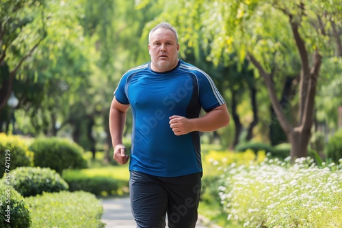 Overweight Man Exercising Outdoors for Health
