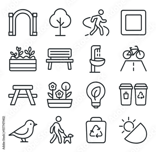 Recovery & rest icon collection. wellness and relaxation linear symbols. sleep, yoga, hydration, calm, meditation, bath, exercise vector icons.