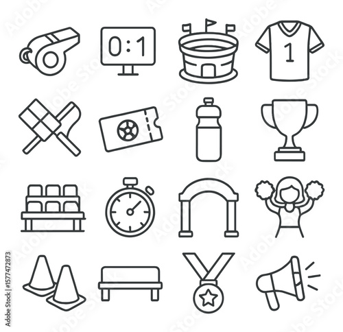 Sporting event icon collection, sports symbols. athletics and game essentials set