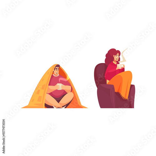 Cozy Vector Stay Warm and Relaxed Illustration