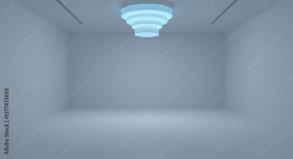 Obraz premium Minimalist Modern Room with Layered Ceiling Light Fixture