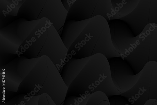 Black color Architectural abstract texture background with dark vector folds