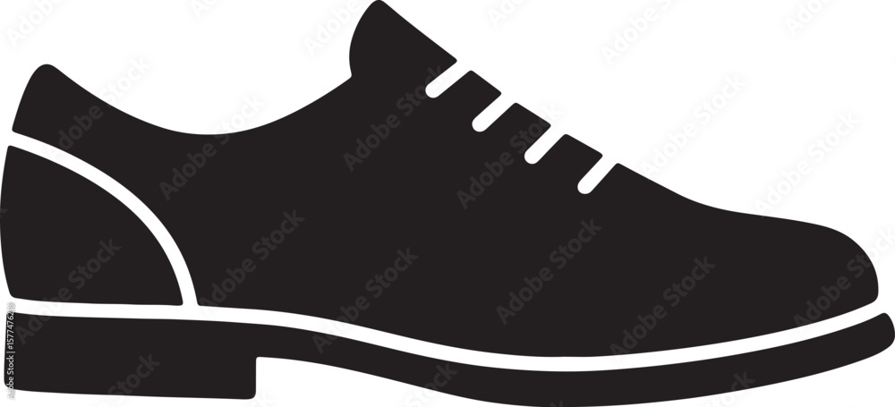 Black and white minimalist illustration of a classic men's oxford dress shoe Black and white minimalist illustration of a classic men's oxford dress shoe