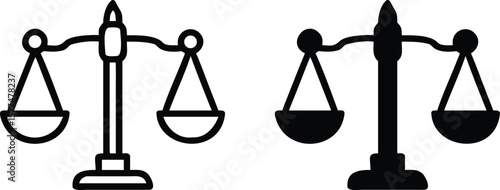 Law Justice Scale Icon Vector, Balance Legal Outline and Solid Court Symbol