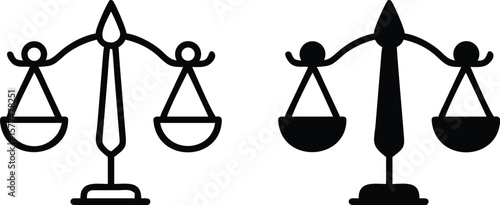 Justice Scale Icon Vector, Balance Law Outline and Solid Legal Symbol