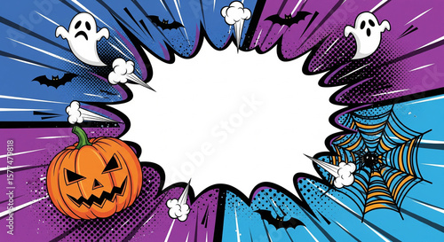 Halloween Comic Book Style Pop Art Background