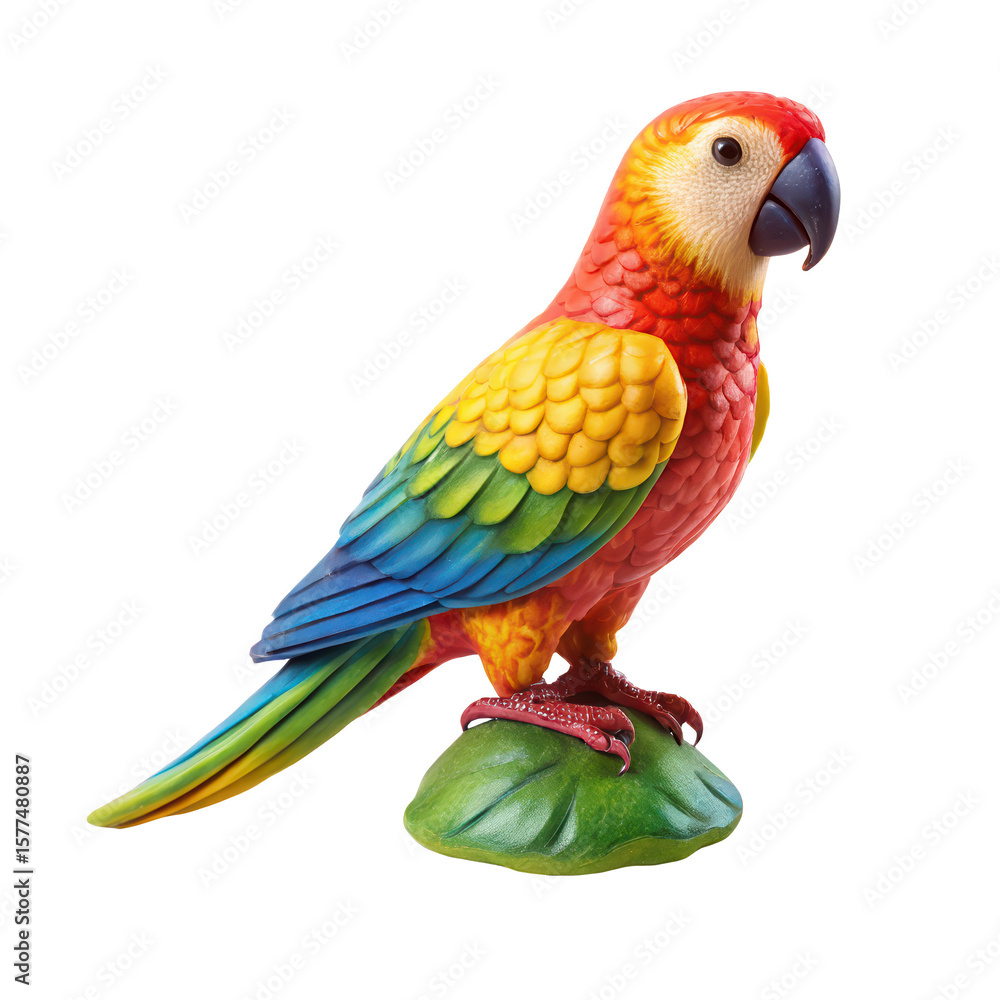 Obraz premium parrot figurine png decorative parrot statue PNG ceramic bird figurine PNG colorful parrot ornament PNG transparent background image