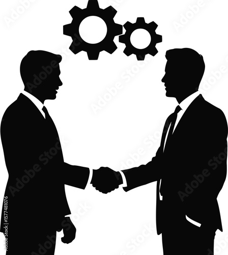 Two businessmen shaking hands, symbolizing collaboration and partnership.