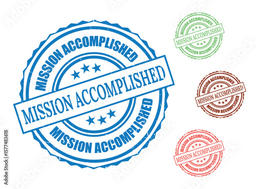 Victory Completed Stamp Set, Mission Accomplished Grunge Icons  