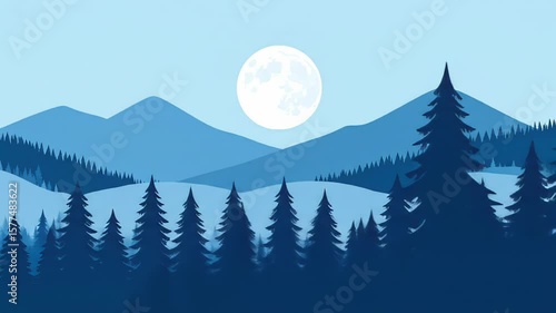 Serene Winter Mountain Landscape at Night