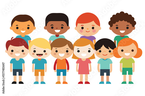 Diverse Group of Happy Smiling Children Illustration