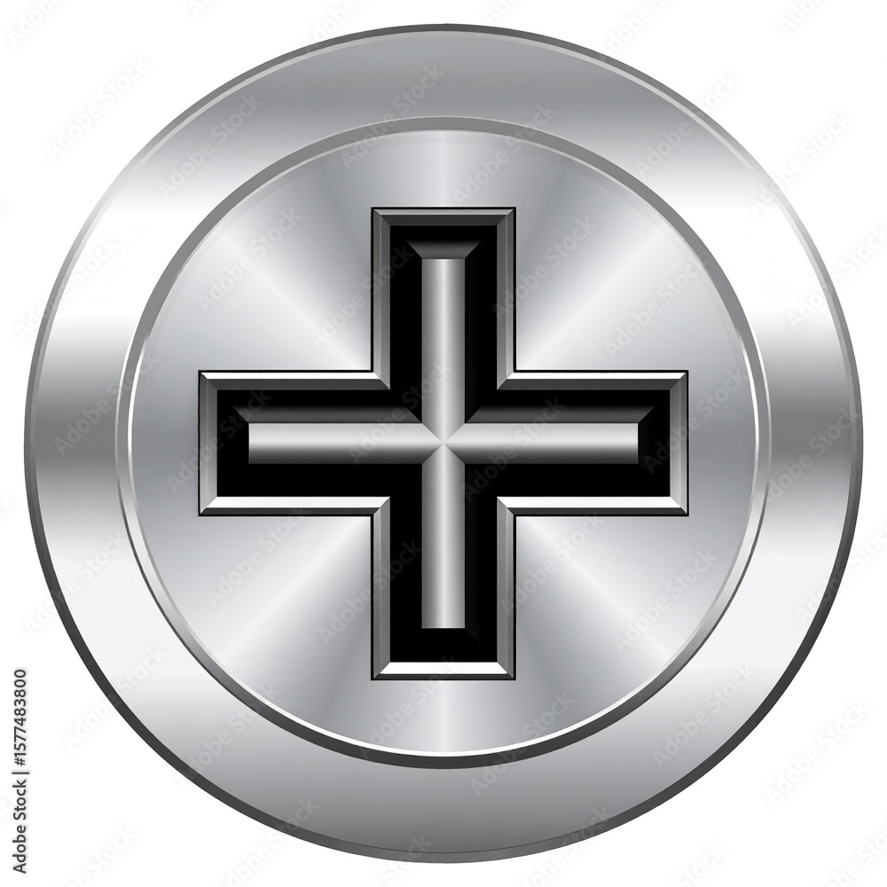 Obraz premium Metallic plus symbol button graphic design illustration