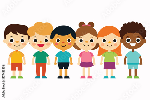 Happy Diverse Group of Children Illustration