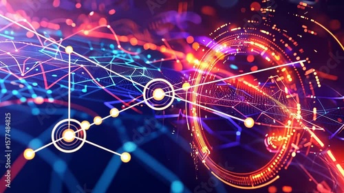 Abstract digital technology cycle background representing business growth transformation to digital and successful financial technology