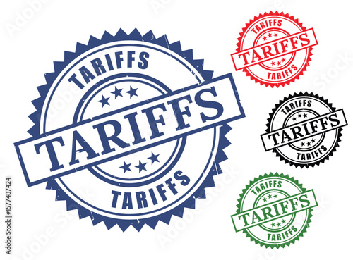 International Trade Tax Stamps, Grunge Rubber Duty Seal Vector Pack  
