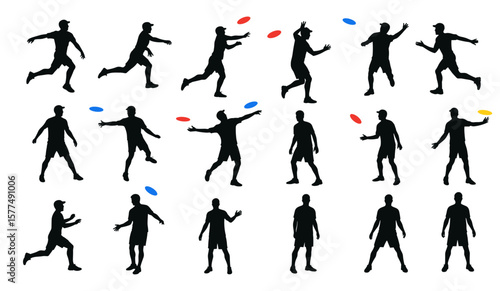 Dynamic Silhouettes Athletes in Action Throwing and Catching Frisbees  Ultimate Sport, Recreation, and Leisure