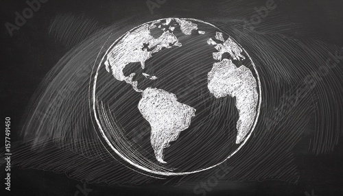 earth drawn on a blackboard